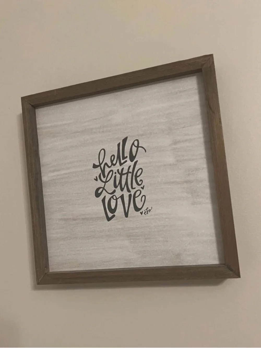 Hello Little Love Framed Wall Art - Neutral Gray and Brown